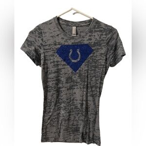 Indianapolis Colts Short sleeve gray burnout shirt glitter emblem size small